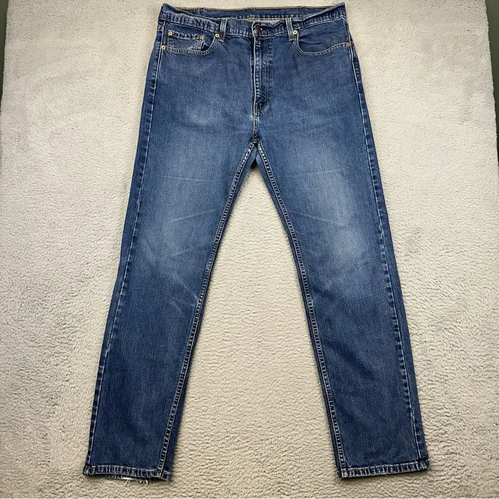 Levis 505 Jeans Mens 38x34 Blue Straight Medium Wash Distressed Casual‎ 36x32*